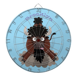 Funny buffalo bison cartoon illustration dartboard