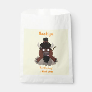 Funny buffalo bison cartoon illustration favour bag
