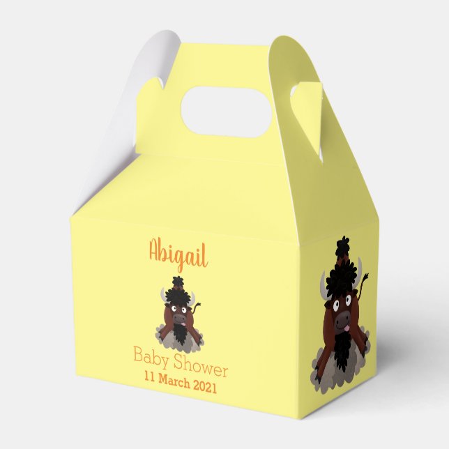 Funny buffalo bison cartoon illustration favour box (Front Side)