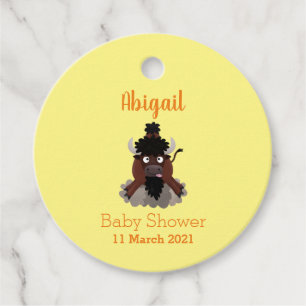 Funny buffalo bison cartoon illustration favour tags
