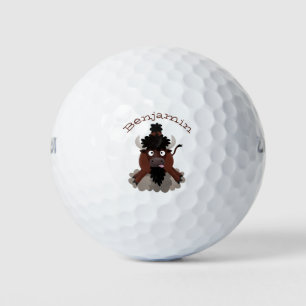 Funny buffalo bison cartoon illustration golf balls