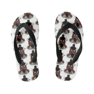 Funny buffalo bison cartoon illustration kid's thongs
