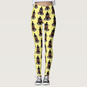 Funny buffalo bison cartoon illustration leggings