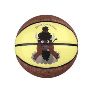 Funny buffalo bison cartoon illustration mini basketball