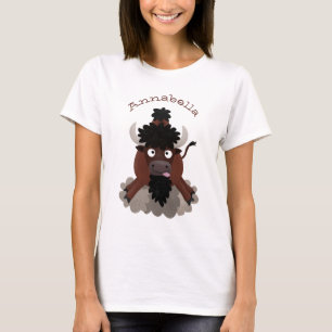 Funny buffalo bison cartoon illustration T-Shirt