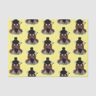 Funny buffalo bison cartoon illustration tissue paper
