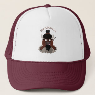 Funny buffalo bison cartoon illustration trucker hat
