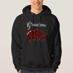 Funny Buffalo Plaid Grandma Bear Two Cubs Christma Hoodie