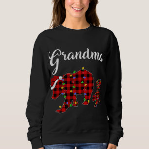 Funny Buffalo Plaid Grandma Bear Two Cubs Christma Sweatshirt