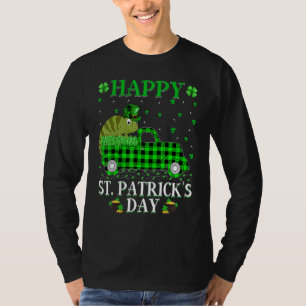 Funny Buffalo Plaid Green Truck Chameleon St Patri T-Shirt