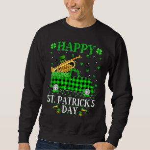 Funny Buffalo Plaid Green Truck Cornet St Patrick' Sweatshirt
