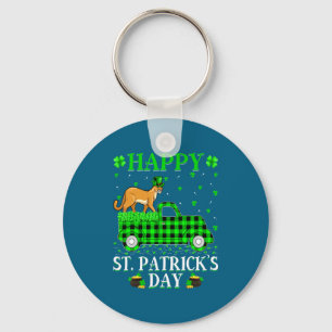 Funny Buffalo Plaid Green Truck Cougar St Patrick Key Ring