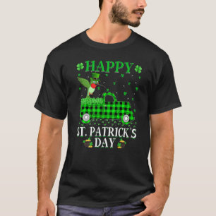 Funny Buffalo Plaid Green Truck Hummingbird St Pat T-Shirt