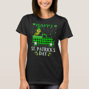 Funny Buffalo Plaid Green Truck Kakapo Bird St Pat T-Shirt