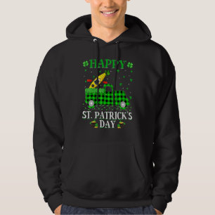 Funny Buffalo Plaid Green Truck Kayaking St. Patri Hoodie