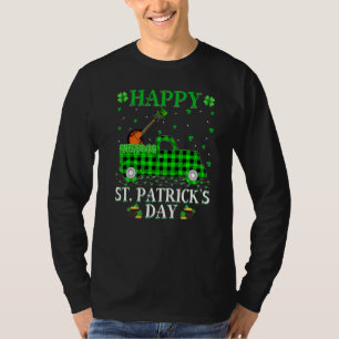 Funny Buffalo Plaid Green Truck Mandolin St. Patri T-Shirt