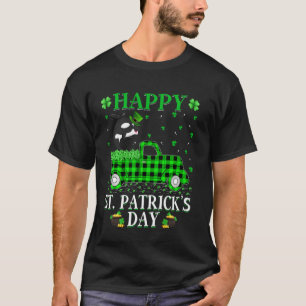 Funny Buffalo Plaid Green Truck Orca Fish St Patri T-Shirt