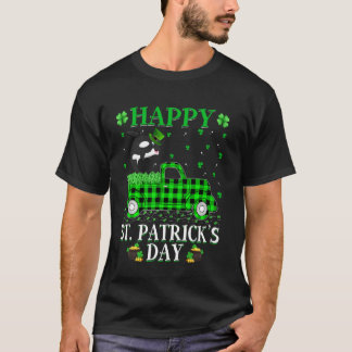 Funny Buffalo Plaid Green Truck Orca Fish St Patri T-Shirt