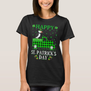 Funny Buffalo Plaid Green Truck Puffin Bird St Pat T-Shirt