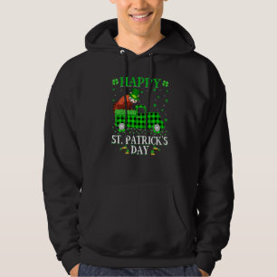 Funny Buffalo Plaid Green Truck Red Panda St. Patr Hoodie