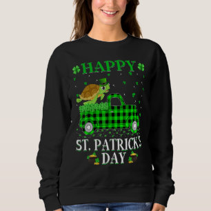Funny Buffalo Plaid Green Truck Sea Turtle St Patr Sweatshirt