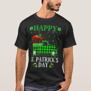 Funny Buffalo Plaid Green Truck Shrimp Fish St Pat T-Shirt