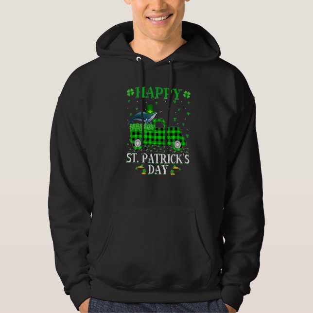Funny Buffalo Plaid Green Truck Sperm Whale St Pat Hoodie (Front)