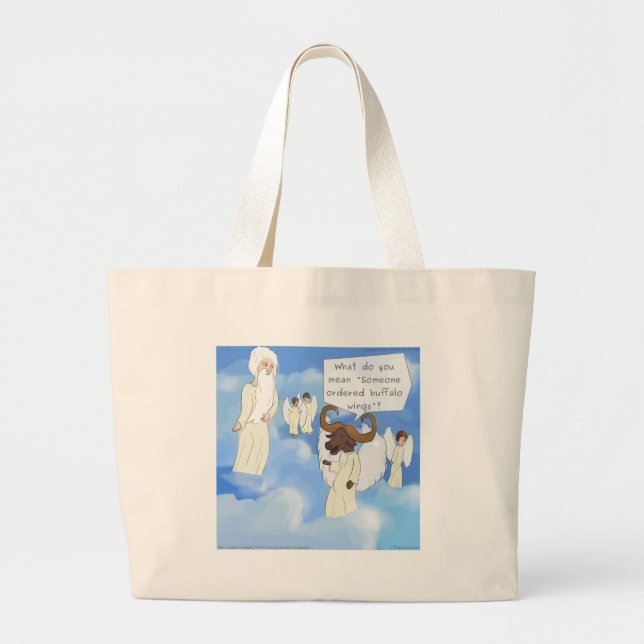 Funny Buffalo Wings In Heaven Gift Large Tote Bag (Front)