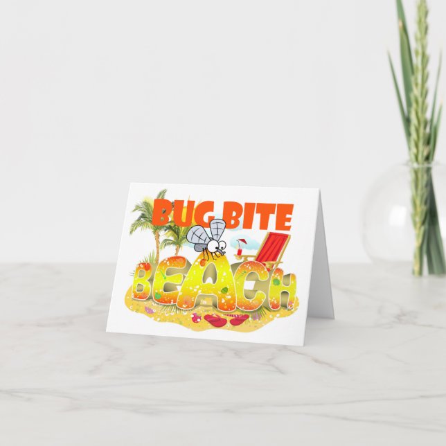 Funny Bug Bite Beach Greeting Card (Front)