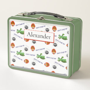 Funny Bugs Pattern Personalised Metal Lunch Box