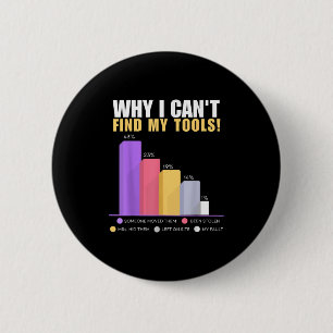 Funny Builder &amp; Handyman - Why I Can't Find My 6 Cm Round Badge