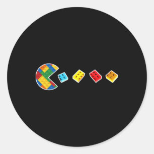 Funny Building Blocks Gamer Master Builder Brick L Classic Round Sticker