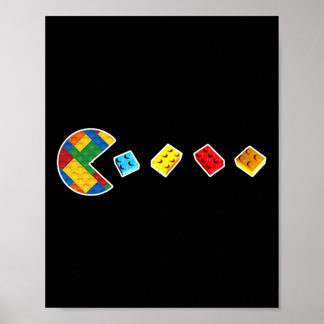 Funny Building Blocks Gamer Master Builder Brick L Poster (Front)