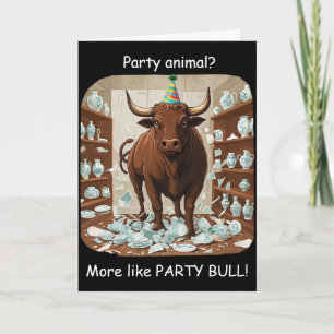 Funny Bull Birthday Party Animal Design Card