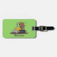 Funny bull driving bulldozer cartoon