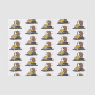 Funny bull driving bulldozer cartoon tissue paper