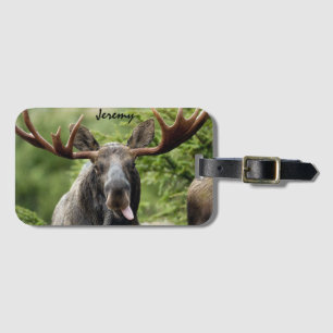 Funny Bull Moose Tongue Luggage Tag