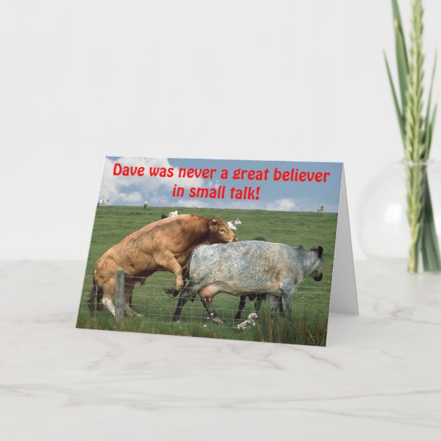 Funny Bull Mounting A Cow Greeting Card (Front)