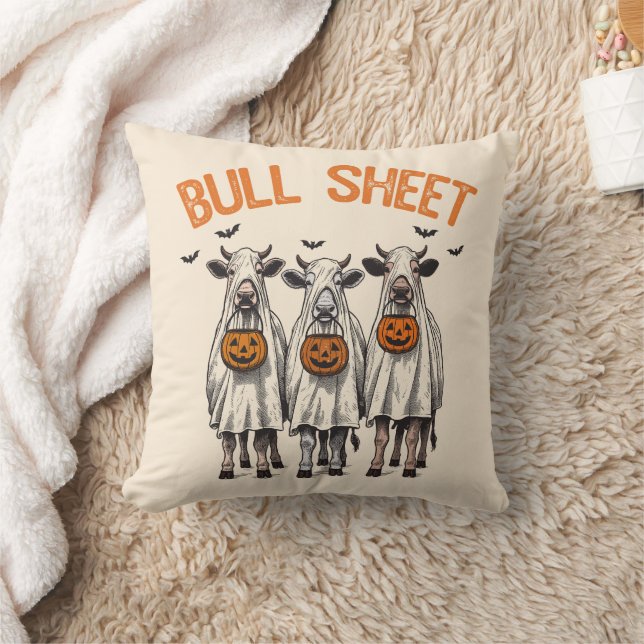 Funny Bull Sheet Vintage Halloween Cushion (Blanket)