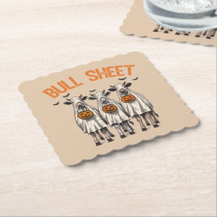 Funny Bull Sheet Vintage Halloween Paper Coaster