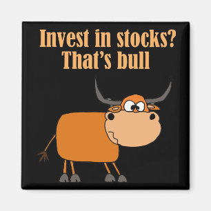 Funny Bull Stock Market Cartoon Art Magnet