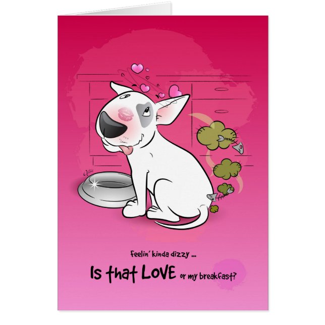 Funny Bull Terrier Cartoon Card LOVE (Front)