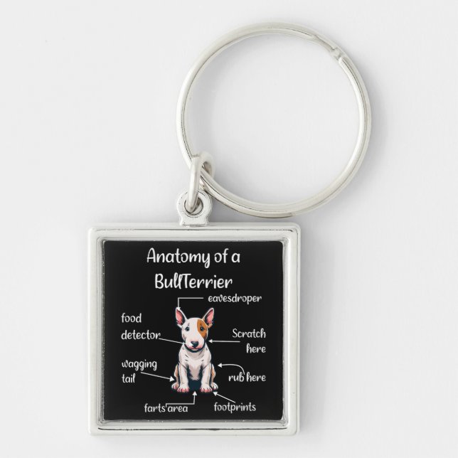Funny Bull Terrier Dog Key Ring (Front)