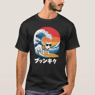 Funny Bull Terrier Japanese Kanagawa Wave Dog T-Shirt