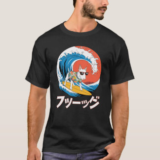 Funny Bull Terrier Japanese Kanagawa Wave Dog T-Shirt