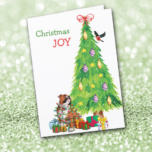 Funny Bulldog and Holiday Tree Christmas