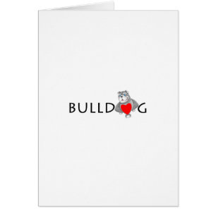 Funny Bulldog Cartoon Love Red Heart