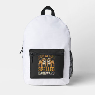 Funny Bulldog Dog Is God Spelled Backward Printed Backpack