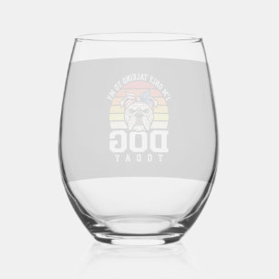 Funny Bulldog Dog Lover Retro Quote Stemless Wine Glass