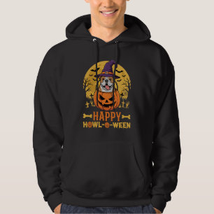 Funny Bulldog Halloween Happy Howl-O-Ween Vintage Hoodie
